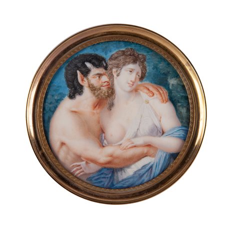 Miniatura raffigurante un satiro e una ninfa, Francia inizi del XIX secolo