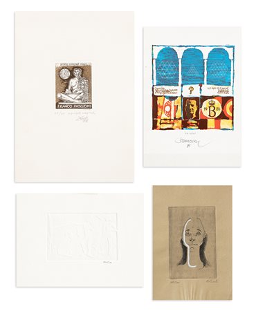AUTORI VARI (BERROCAL, MICHETTI, MILOT E ANONIMO) - Lotto unico composto da 4 opere grafiche