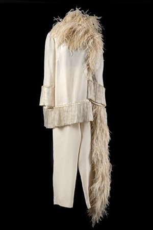 MAURIZIO GALANTE 
Completo casacca con pantalone in organza color avorio con mo