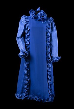 ROBERTO CAPUCCI 
Vestito a tunica in cady di seta color bluette, maniche lunghe