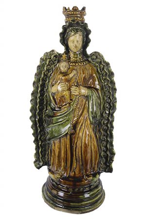 Statua della Madonna del Rosario, in maiolica policroma
Perù, scultore scuola di Cuzco