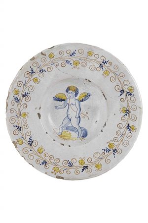 Piatto a fondina di “tipologia compendiaria” 
DERUTA o PESARO, sec. XVI, fine