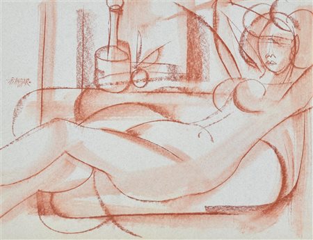 GIANBAR (Gianni Baretta) NUDO E INTERNO tecnica mista su carta, cm 35x45...