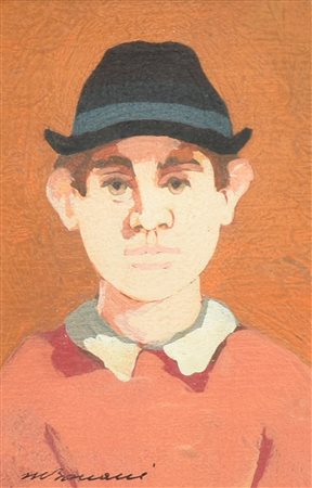 Marcello Boccacci RITRATTO MASCHILE olio su cartone, cm 15x10 firma