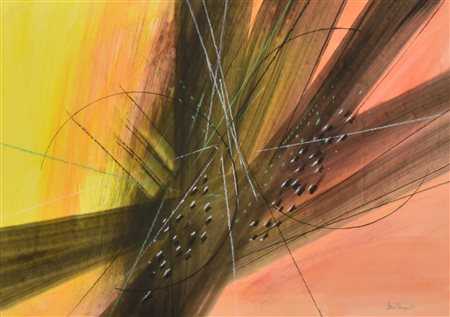 Loris Ferrari COMPOSIZIONE tempera e gessettoo su carta, cm 50x69,5 firma e...