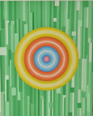 Francesco Fasano ROTAZIONE CROMATICA SU SFONDO VERDE acrilico su cartoncino,...