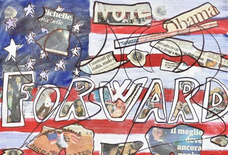 Riccardo Conte EXX E VENTI 'FORWARD' collage e tecnica mista su faesite, cm...