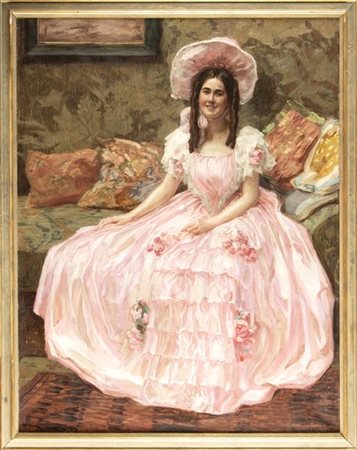NIKOLAUS SCHATTENSTEIN (Russia, 1877-1954): Grande ritratto di ragazza, 1908