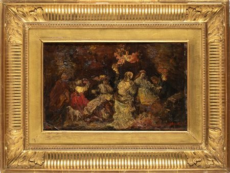 ADOLPHE-JOSEPH-THOMAS MONTICELLI (Marsiglia, 1824 - 1886): Danza attorno al falò