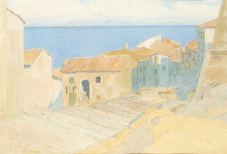POMPEO FABRI (Roma, 1874 - 1959): Paese 