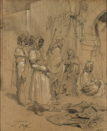 GIULIO ROSATI (Roma, 1858 - 1917) : Scena orientalista, 1891