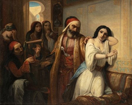 CHARLES LOUIS LUCIEN MÜLLER (ATTR.) (Parigi, 1815 - 1892): Haydeé venduta dal Sultano