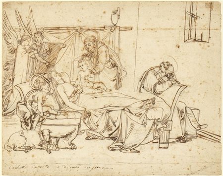 LUIGI COCHETTI (Roma, 1802 - 1884): Dormitio Virginis