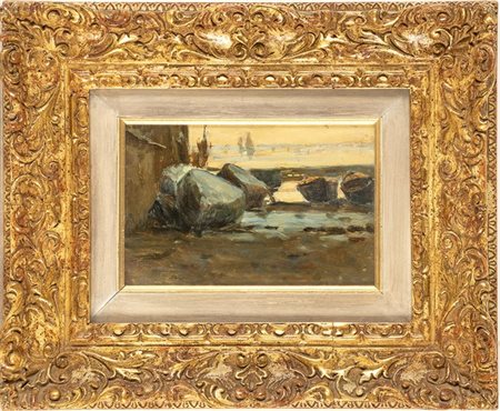 GIUSEPPE DANIELI (Belluno, 1865 - Verona, 1931): Barconi in secca