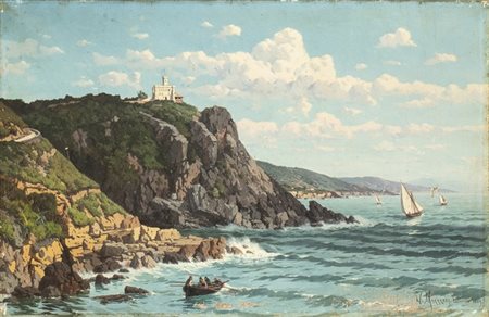 UGO MANARESI (Ravenna, 1851 - Livorno, 1917): Veduta di Castel Sonnino, Livorno, 1889