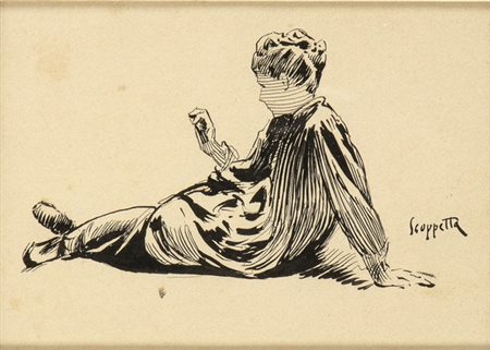 PIETRO SCOPPETTA (Amalfi, 1863 - Napoli, 1920): Donna distesa