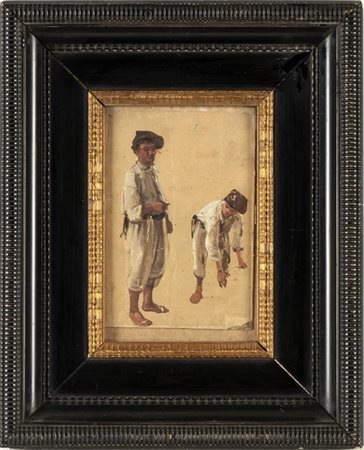 GIACINTO GIGANTE (Napoli, 1806 - 1876): Studio di pescatori