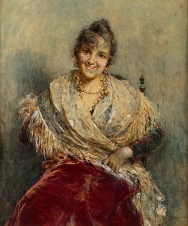 SALVATORE POSTIGLIONE (Napoli, 1861 - 1906): Ritratto femminile