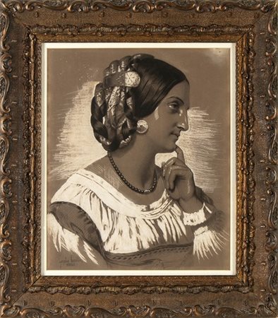 CONSALVO CARELLI (Napoli, 1818 - 1900): Ritratto di popolana 