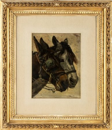 GIUSEPPE RAGGIO (Chiavari, 1823 - Roma, 1916): Teste di cavalli