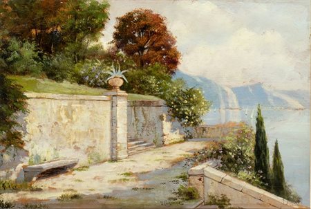 UMBERTO COROMALDI (Roma, 1870 - 1948): Vista del lago di Como, 1935