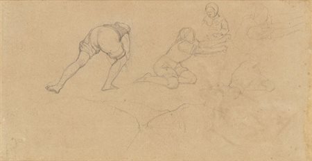 NINO COSTA (Roma, 1826 - Marina di Pisa, 1903): Pescatori e bozzetto per Polifemo, Aci e Galatea