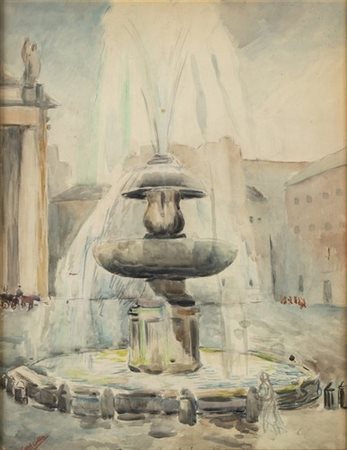 MICHELE CASCELLA (Ortona, 1892 - Milano,  1989) : Fontana di piazza San Pietro