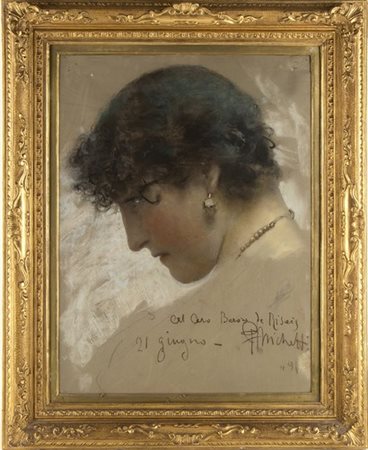FRANCESCO PAOLO MICHETTI (Tocco da Casauria, 1851 - Francavilla al Mare, 1929): Ritratto di ragazza abruzzese
