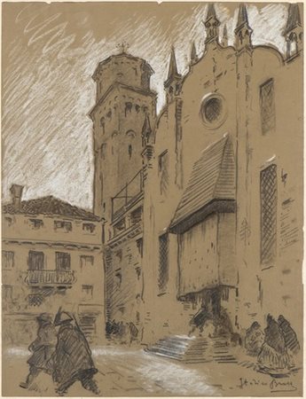 ITALICO BRASS (Gorizia, 1870 - Venezia, 1943): S. Aponal durante la guerra 1915/18