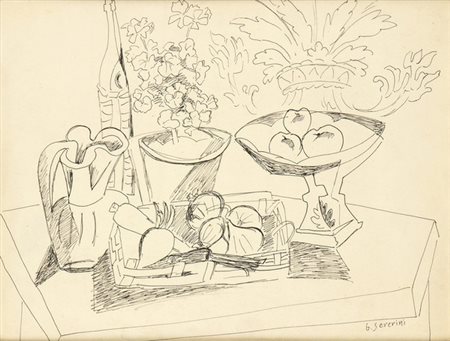 GINO SEVERINI (Cortona, 1883 - Parigi, 1966): Tavola imbandita