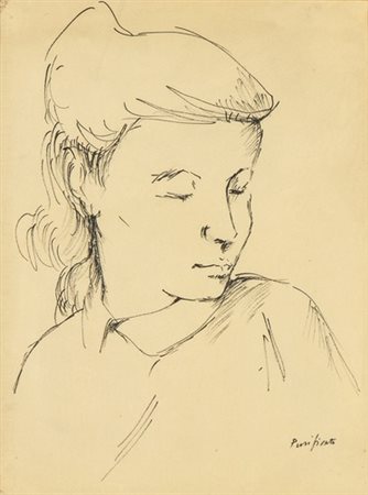 DOMENICO PURIFICATO (Fondi, 1915 - Roma, 1984): Ritratto di fanciulla