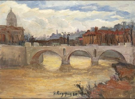 GIUSEPPE RAGOGNA (1902-1993): Veduta del Lungotevere, 1960