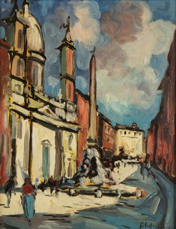 ACHILLE SDRUSCIA (Roma, 1910 - 1994): Piazza Navona