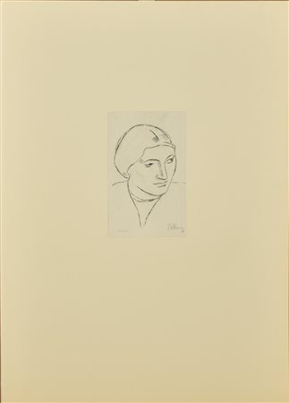 Piero Marussig RITRATTO FEMMINILE serigrafia su carta, cm 22x14,3; es. 64/500...