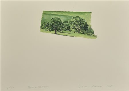 Fiorini ALBERI litografia su carta, cm 10x21, su foglio cm 35x49,5; es. 4/58...