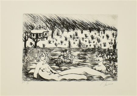 Tono Zancanaro SENZA TITOLO acquaforte, mm 232x327, su foglio cm 34,5x50; es....