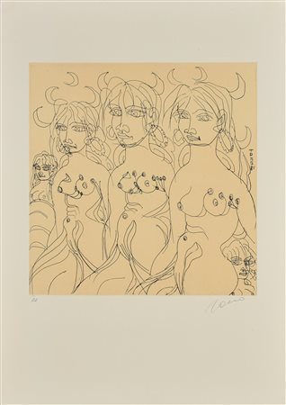 Tono Zancanaro SENZA TITOLO acquaforte su fondino carta Japon, mm 395x388, su...