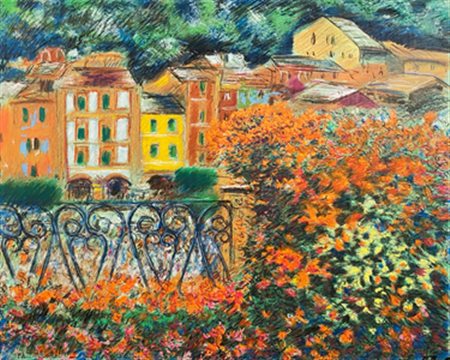 CASCELLA MICHELE Ortona (Ch) 1892 Terrazza a Portofino 1975 Serigrafia su...