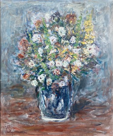 AIMETTI CARLO Bisuschio (Varese) 1901 Vaso con fiori 1981 Olio su tavola...