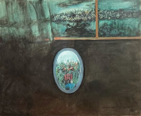 BANCHIERI GIUSEPPE Milano (Mi) 1927 Piccolo specchio 1974 Olio su tela...