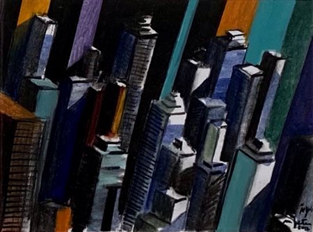 PETRUS MARCO Rimini (Rm) 1960 New York 2012 Olio su carta e pastelli intelato...