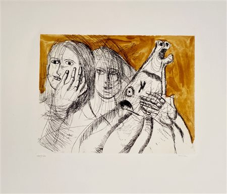 CASSINARI BRUNO Piacenza (PC) 1912 Figure con cavallo 1977 Incisione...