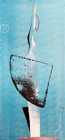 DANGELO SERGIO Milano (Mi) 1932 La tour 1990 Olio su tela 95,00x45,00...