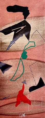 DANGELO SERGIO Milano (Mi) 1932 Tremble terre 1990 Olio su tela 50,00x20,00...