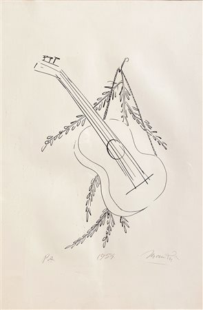 MANZÙ GIACOMO Bergamo (Bg) 1908 Chitarra e rametto 1954 Litografia es. P.A....