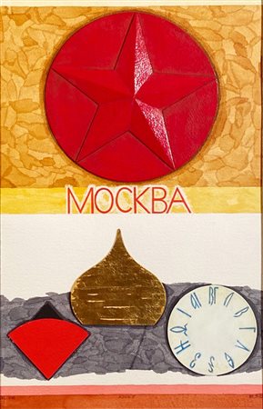 DEL PEZZO LUCIO Napoli (Na) 1933 Mockba 1988 Mista e collage su cartoncino...