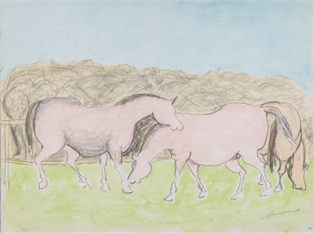 Giuseppe Cesetti (Tuscania 1902 - 1971), “Due cavalli”.