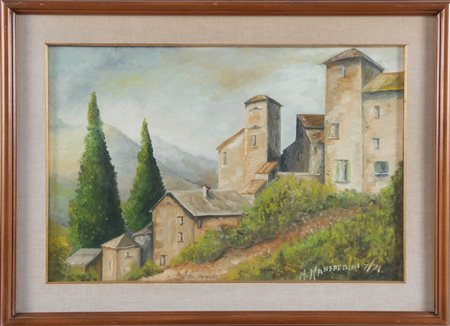 Pittore del XX secolo, “Paesaggio con case”, 1971.