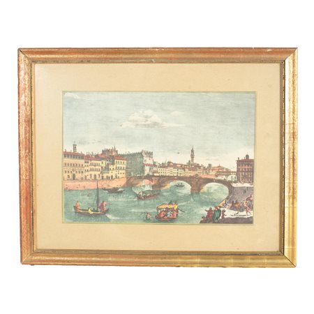 Veduta di Firenze con il Ponte di Santa Trinita su disegno di Giuseppe Zocchi