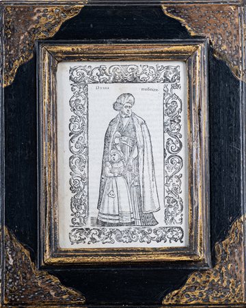 Coppia di incisioni con modelli di costumi antichi